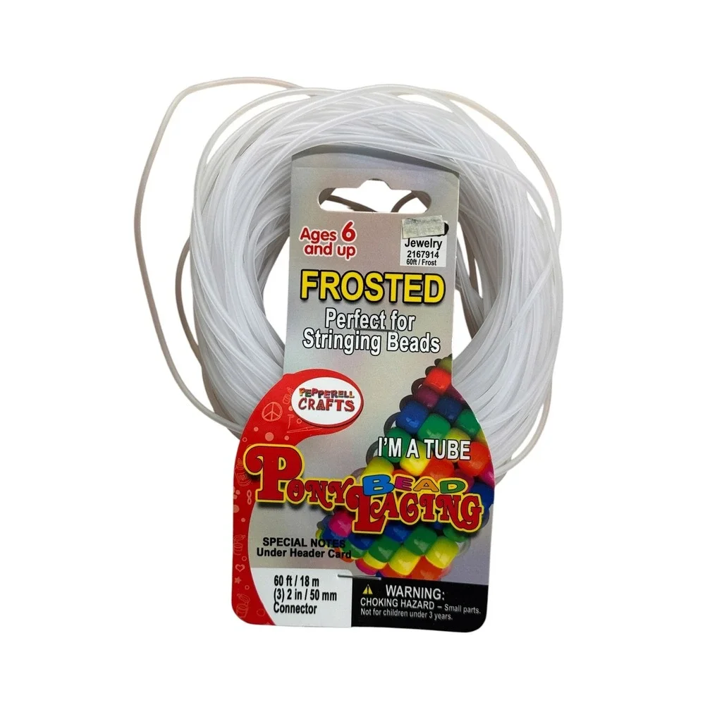 Pepperell Crafts Frosted Pony Bead Lacing 60ft Jewelry Stringing Tube 2167914